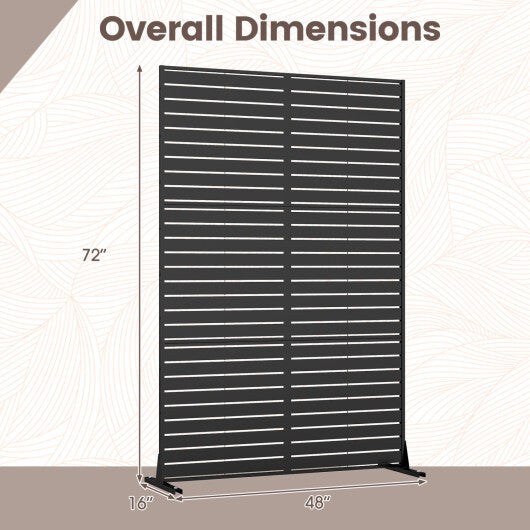 72"H x 48"W Outdoor Decorative Divider Screen with Stand and Expansion Bolts-Black W2B