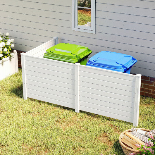 48 x 38 Inch Air Conditioner Fence 3 Panels with Metal Ground Stakes for Patio Backyard-White W2B