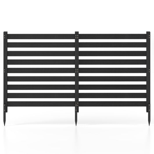 2-Panel Wooden Outdoor Privacy Fence with Ground Stakes-Black W2B