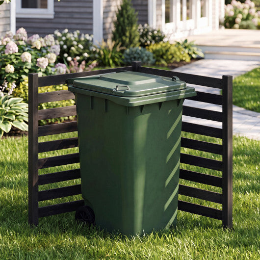 2-Panel Wooden Outdoor Privacy Fence with Ground Stakes-Black W2B