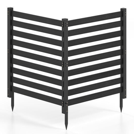 2-Panel Wooden Outdoor Privacy Fence with Ground Stakes-Black W2B