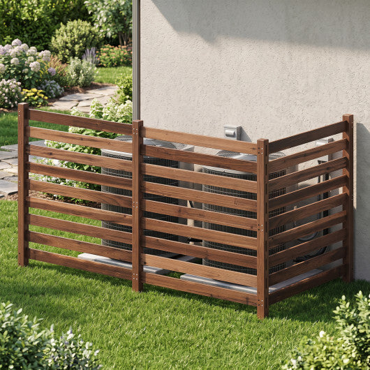 3-Panel Wooden Outdoor Privacy Fence with Ground Stakes-Brown W2B