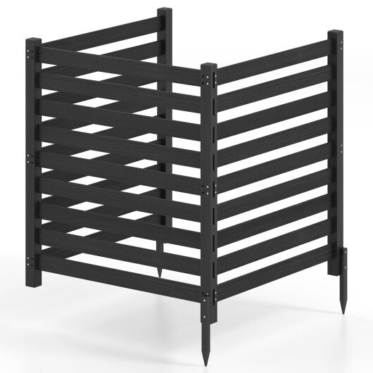 3-Panel Wooden Outdoor Privacy Fence with Ground Stakes-Brown W2B