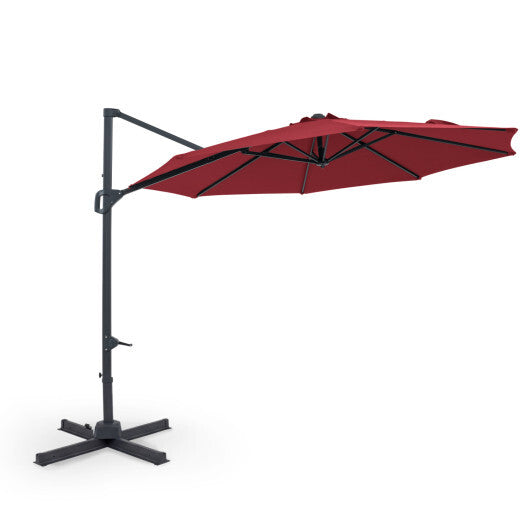 10 Feet Patio Cantilever Umbrella with Easy Tilt Adjustment-Wine W2B