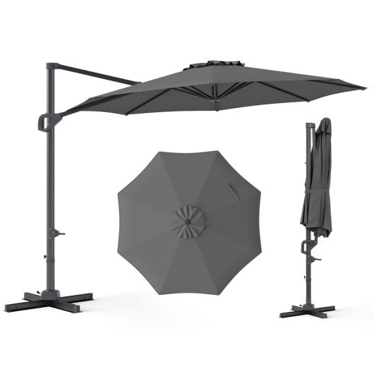 10 Feet Patio Cantilever Umbrella with Easy Tilt Adjustment-Wine W2B