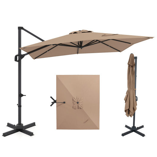 11 x 9 FT Cantilever Patio Umbrella with 360? Rotation and Easy Tilt Adjustment-Brown W2B
