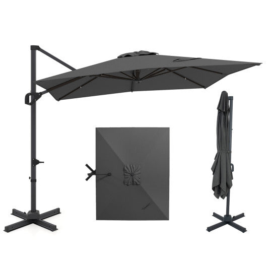 11 x 9 FT Cantilever Patio Umbrella with 360? Rotation and Easy Tilt Adjustment-Brown W2B