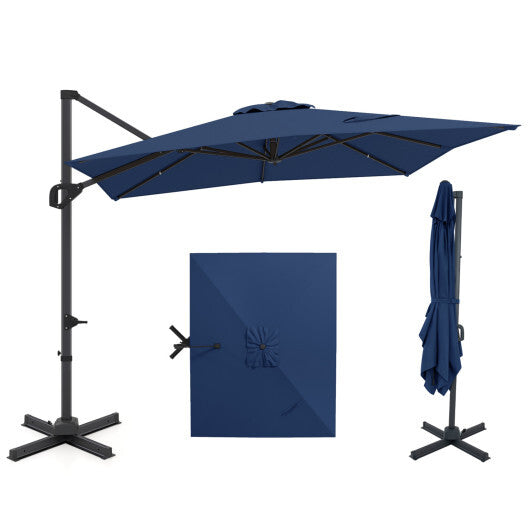 11 x 9 FT Cantilever Patio Umbrella with 360? Rotation and Easy Tilt Adjustment-Brown W2B