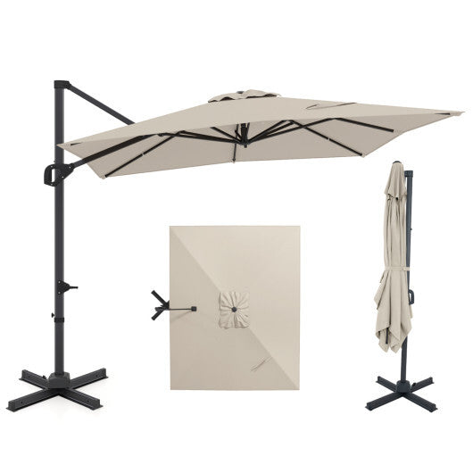 11 x 9 FT Cantilever Patio Umbrella with 360? Rotation and Easy Tilt Adjustment-Brown W2B