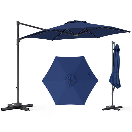 10 FT Patio Cantilever Umbrella with 360? Rotation and Air Vent for Backyard and Poolside-Tan W2B