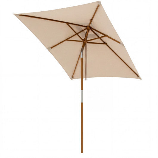 7 Feet Outdoor Rectangular Patio Umbrella with 3 Adjustable Heights-Beige W2B