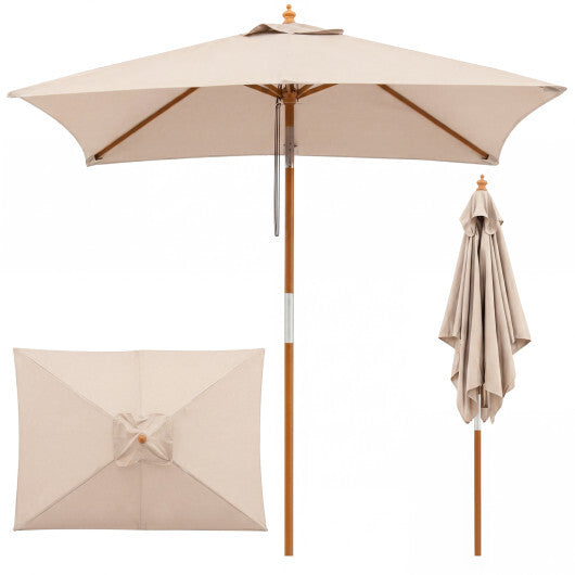 7 Feet Outdoor Rectangular Patio Umbrella with 3 Adjustable Heights-Beige W2B