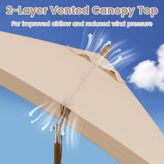 7 Feet Outdoor Rectangular Patio Umbrella with 3 Adjustable Heights-Beige W2B