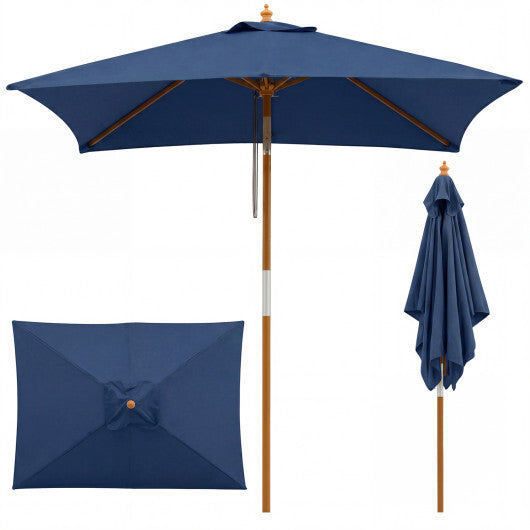 7 Feet Outdoor Rectangular Patio Umbrella with 3 Adjustable Heights-Beige W2B