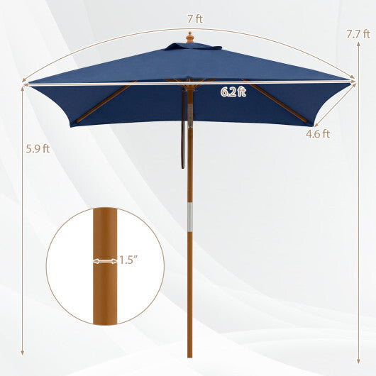 7 Feet Outdoor Rectangular Patio Umbrella with 3 Adjustable Heights-Beige W2B