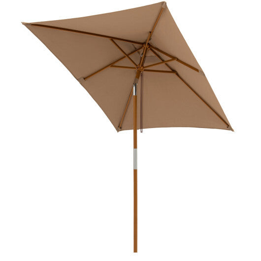 7 Feet Outdoor Rectangular Patio Umbrella with 3 Adjustable Heights-Beige W2B