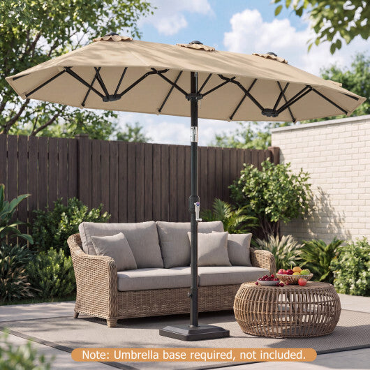 Double-Sided Patio Umbrella with Push Button Tilt Crank Handle-Turquoise W2B