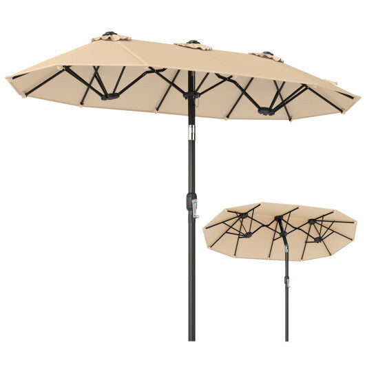 Double-Sided Patio Umbrella with Push Button Tilt Crank Handle-Turquoise W2B