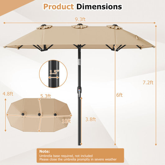 Double-Sided Patio Umbrella with Push Button Tilt Crank Handle-Turquoise W2B