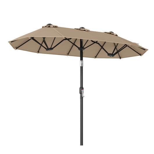 Double-Sided Patio Umbrella with Push Button Tilt Crank Handle-Turquoise W2B
