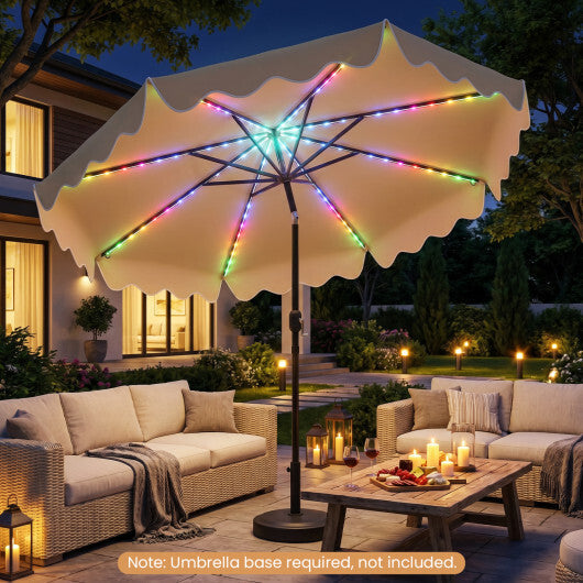 9 Feet Solar Patio Umbrella with Color-Changing LED Lights-Beige W2B
