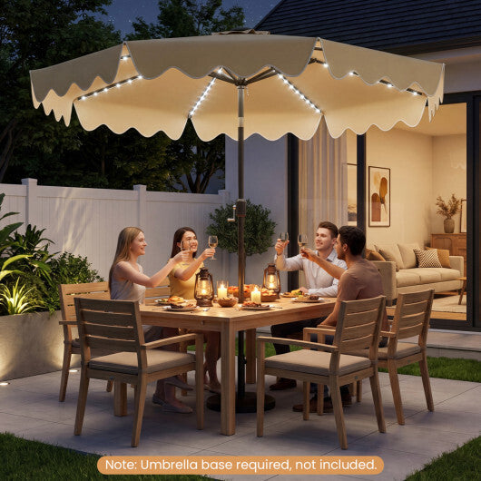 9 Feet Solar Patio Umbrella with Color-Changing LED Lights-Beige W2B