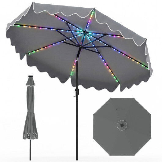 9 Feet Solar Patio Umbrella with Color-Changing LED Lights-Beige W2B