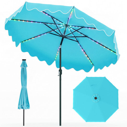 9 Feet Solar Patio Umbrella with Color-Changing LED Lights-Beige W2B