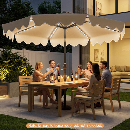 10 Feet Solar Patio Umbrella with Color-Changing LED Lights-Beige W2B