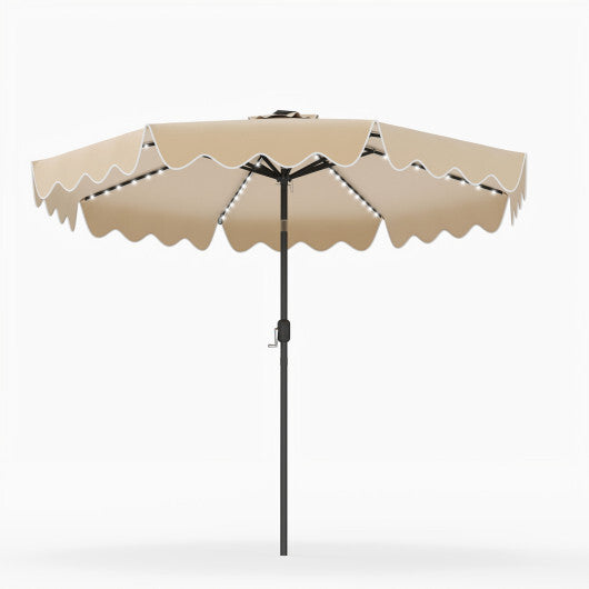 10 Feet Solar Patio Umbrella with Color-Changing LED Lights-Beige W2B