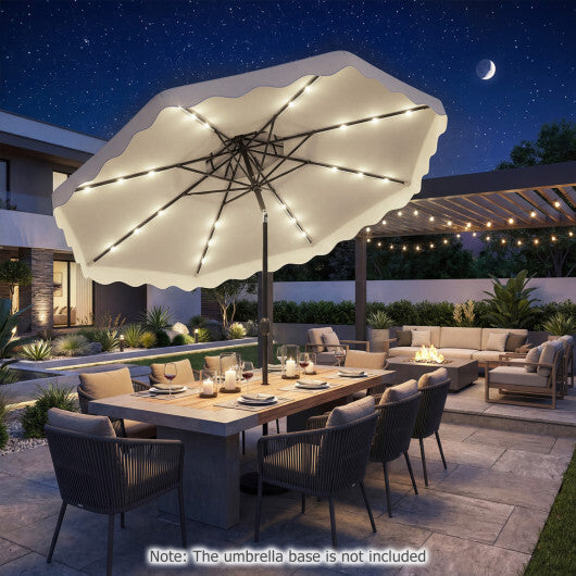 10 FT Solar LED Patio Umbrella for Deck and Pool-Beige W2B