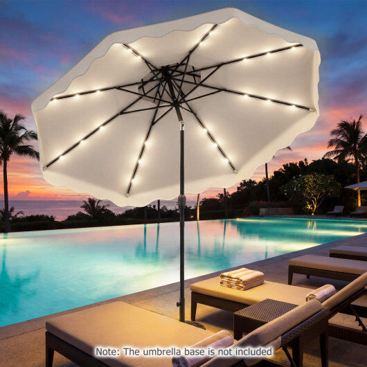 10 FT Solar LED Patio Umbrella for Deck and Pool-Beige W2B