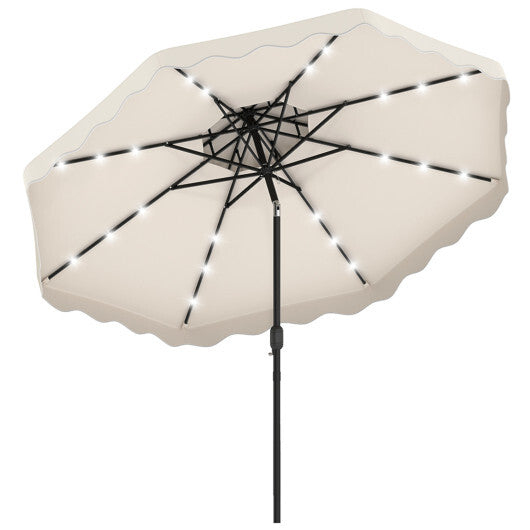 10 FT Solar LED Patio Umbrella for Deck and Pool-Beige W2B