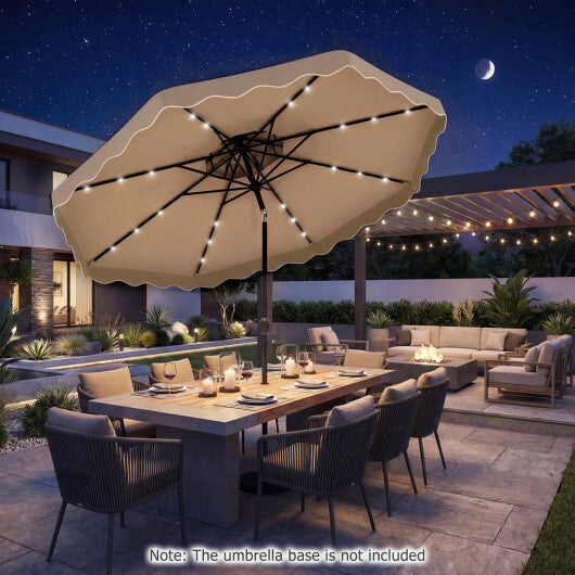 10 FT Solar LED Patio Umbrella for Deck and Pool-Beige W2B
