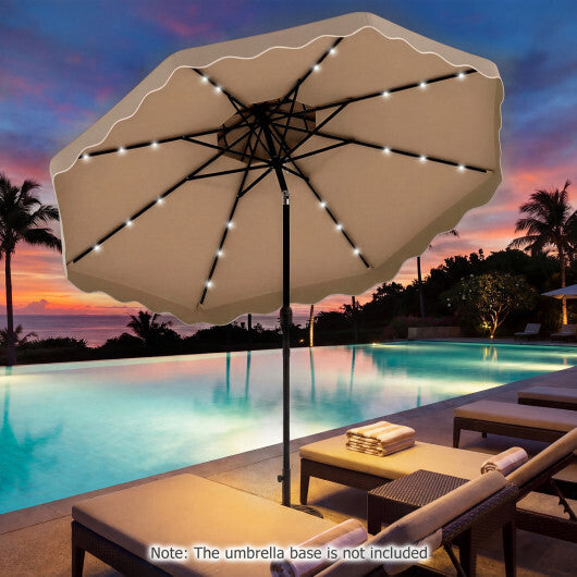 10 FT Solar LED Patio Umbrella for Deck and Pool-Beige W2B