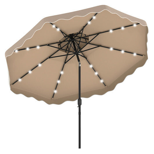 10 FT Solar LED Patio Umbrella for Deck and Pool-Beige W2B
