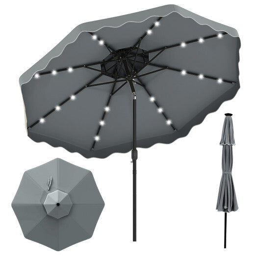 10 FT Solar LED Patio Umbrella for Deck and Pool-Beige W2B