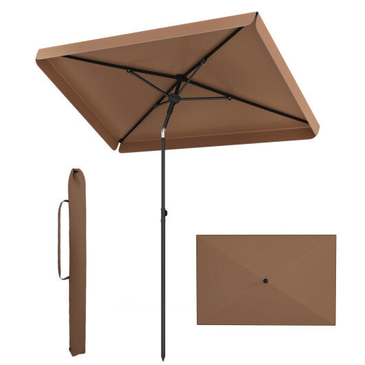 6.5 x 4.3 Feet Rectangular Outdoor Balcony Umbrella with Tilt Adjust Button-Beige W2B