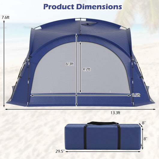 Beach Tent for 12-15 People Easy Setup Dome Canopy Tent with 4 Removable Zippered Sidewalls-Blue W2B