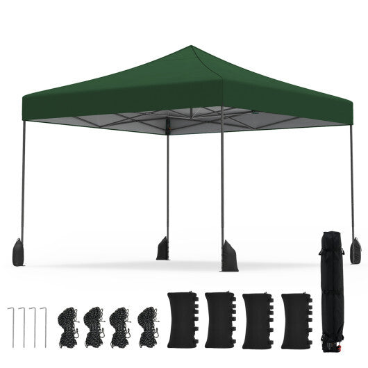 9.5 x 9.5 Feet Pop up Canopy Tent with Adjustable Heights-Green W2B