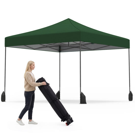 9.5 x 9.5 Feet Pop up Canopy Tent with Adjustable Heights-Green W2B