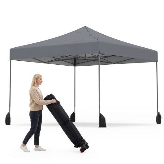 9.5 x 9.5 Feet Pop up Canopy Tent with Adjustable Heights-Green W2B
