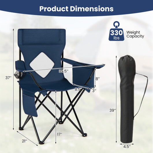 Folding Camping Chair with Mesh Fabric Backrest Solid Metal Frame and Carrying Bag-Green W2B