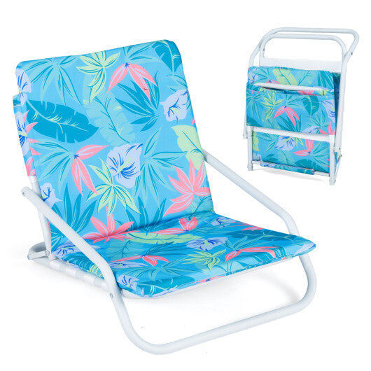 Set of 2 Folding Beach Chairs with Sponge Padded Seat for Camping-Color W2B