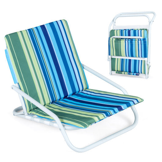 Set of 2 Folding Beach Chairs with Sponge Padded Seat for Camping-Color W2B