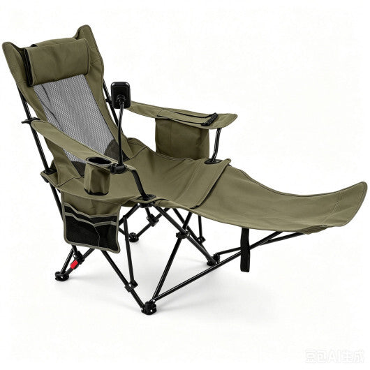 2-in-1 Reclining Camping Chair with 3-Level Adjustable Backrest-Gray W2B