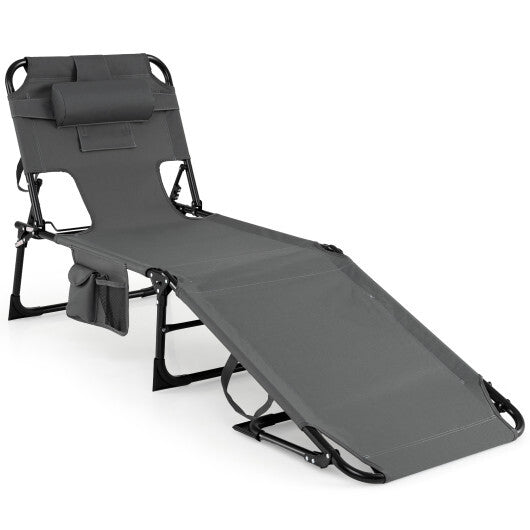 Tanning Chair with Face Arm Holes Folding Chair-Gray W2B