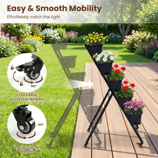 5-Tier Vertical Raised Garden Bed with Wheels for Backyard W2B
