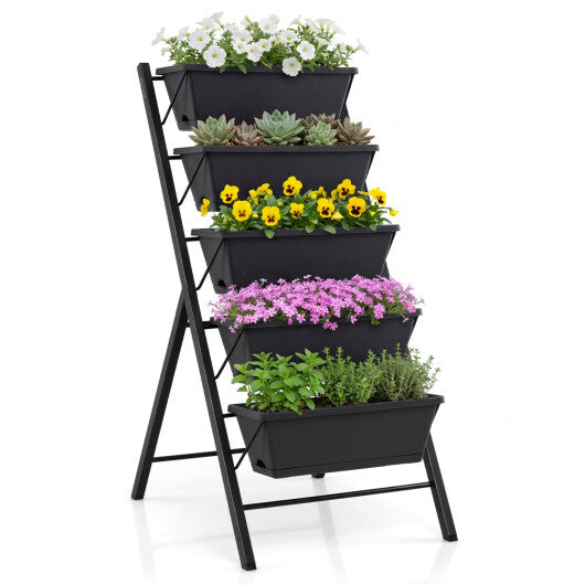 5-Tier Vertical Raised Garden Bed with Drainage Holes for Patio W2B