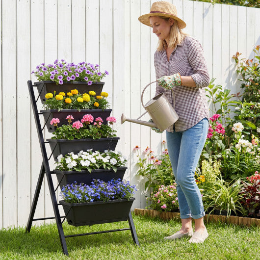5-Tier Vertical Raised Garden Bed with Drainage Holes for Patio W2B
